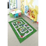 Ontheclouds Yeşil Araba Yollu Trafik Yıkanabilir Kaymaz Taban Leke Tutmazbebek Ve Çocuk Odası Halısı, 80 x 200