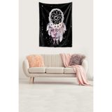 Ontheclouds Yıkanabilir Leke Tutmaz Mikropetek Kumaş Dreamcatcher Siyah Duvar Örtüsü Duvar Halısı Tapestry, 100 x 140