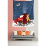 Ontheclouds Yılbaşı Gecesi Geyik Ve Noel Baba Leke Tutmaz Kumaş Duvar Örtüsü Duvar Halısı Tapestry, 35 x 50