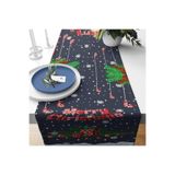 ontheclouds Yılbaşı Merry Christmas Çam Ağacı Ve Süsleri Lacivert Leke Tutmaz Kumaş Runner 40x140 cm, TYCAE0LQSN169660654431529