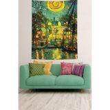 Ontheclouds Yıldızlı Geceler Van Gogh Leke Tutmaz Kumaş Duvar Örtüsü Duvar Halısı Tapestry, 70 x 70