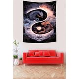 Ontheclouds Yin Yang Kaplan Kurt Ejderha Ay Leke Tutmaz Kumaş Duvar Örtüsü Duvar Halısı Tapestry, 140 x 230