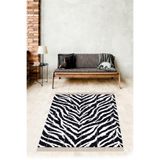 Ontheclouds Zebra Zeminli Patchwork Desenli Dijital Baskı Yıkanabilir Kaymaz Taban Modern Salon Ve Hol Halısı, 80 x 400