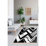 Ontheclouds Zigzag Desenli Dijital Baskı Yıkanabilir Kaymaz Taban Leke Tutmaz Modern Zigzaglı Salon Halısı, 180 x 250