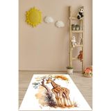 Ontheclouds Zürafa Ve Ağaç Desen Bohem Iskandinav Tarzı Yıkanabilir Kaymaz Taban Leke Tutmaz Çocuk Odası Halısı, 40 x 40