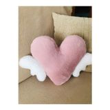 Ontic Tavşan Tüyü Kalpli Kanatlı Dekoratif Peluş Sof Yastık Decorative Pillow(35X50)