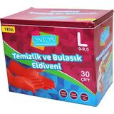 Onton Bulaşık ve Temizlik Eldiveni 30 Çift L Beden (9-9,5) Kırmızı Lateks
