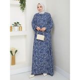 Önü Büzgülü Viskon Elbise - Indigo / E0130 - İndigo - 50 - 52