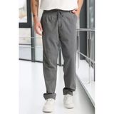 Önü Çift Pileli Fermuarlı Beli Lastikli Jogger Erkek Pantolon - Füme