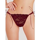 Önü Dantelli Yanları İpli Kadın Slip Külot Bordo One Size