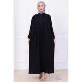 Önü Düğmeli Eva Tesettür Elbise Siyah HM2757 - 1