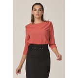 Önü Yırtmaçlı Kemerli Etek - Bordo - 38