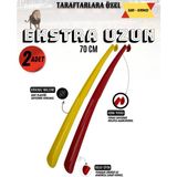 Onur 2 Adet - Siyah 70 cm Ayakkabı Çekeceği | Sert Plastik Asılabilir Çekecek Yumuşak Kerata Uzun - Galatasaray