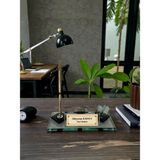 ONUR AJANS Kristal Cam Masa Isimliği & Kalem Seti – 24X11 cm - Şeffaf - Siyah - 24 X 11