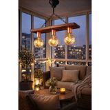 ONUR AVİZE Retro Rustik Salon Mutfak Balkon Veranda Kafe Ofis Çalışma Odası Ahşap Lisa 3'lü Bakır Avize