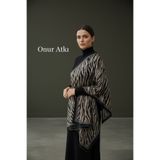 Onur Etol-zebra Deseni Çift Taraflı Omuz Atkısı Dokuma Kumaş Kışlık Kadın Şalı Kaliteli Ürün (SİYAHVİZON)