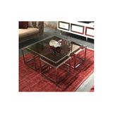 Onurdesign Kante Metal Crom Kaplama Bronz Şeffaf Camlı Kare Orta Sehpa 4+1