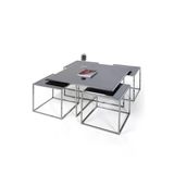 Onurdesign Kante Metal Crom Kaplama Füme Aynalı Orta Sehpa 4+1
