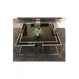Onurdesign Kante Metal Crom Kaplama Siyah Cam Orta Sehpa 4+1
