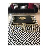 Onurdesign Kante Metal Gold Kaplama Siyah Camlı Kare Orta Sehpa 4+1