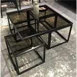 Onurdesign Kante Metal Siyah Fırın Boyalı Şeffaf Bronz Cam Orta Sehpa 4 1 99x98 cm