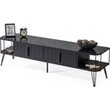 Onurdesign Siyah Mermer Desenli Metal Kasalı Tv Sehpası 160x48 cm