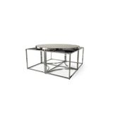 Onurdesign Sosa Metal Crom Füme Aynalı Yuvarlak Orta Sehpa 4+1