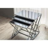 Onurdesign Venedik Metal Crom Ayak Üst Füme Cam Ayna Zigon Sehpa