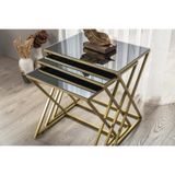 Onurdesign Venedik Metal Gold Füme Cam Aynalı Zigon Sehpa 45x55 cm