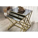 Onurdesign Venedik Metal Gold Füme Cam Aynalı Zigon Sehpa