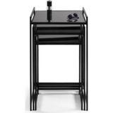 Onurdesign Zuma Metal Ayaklı Siyah Camlı 3Lü Zigon Sehpa