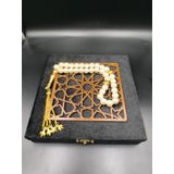 Onurlu Tesbihane İnci Tesbih (Krem, Gold Detaylı) OT-INC-GOLD-001