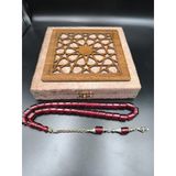 Onurlu Tesbihane Osmanlı Benzetme Sıkma Kehribar Tesbih (Bordo, 10X9 Mm)
