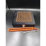 Onurlu Tesbihane Osmanlı Benzetme Sıkma Kehribar Tesbih (Turuncu, 10X9 Mm)