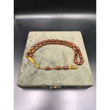 Onurlu Tesbihane Osmanlı Benzetme Sıkma Kehribar Tesbih (Tütün Kehribarı, 12X7 Mm)