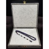 Onurlu Tesbihane Salih Şirin Halkalı İmame Badem Kesim Koyu Mor Sıkma Kehribar Tesbih (6x8 mm) OT-SKM-KHRBR-042