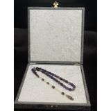 Onurlu Tesbihane Salih Şirin Halkalı İmame Badem Kesim Lila Mor Sıkma Kehribar Tesbih (6x8 mm) OT-SKM-KHRBR-044
