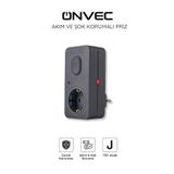 Onvec Basic Anahtarlı Akım ve Şok Korumalı Priz 720 Joule Antrasit Gri