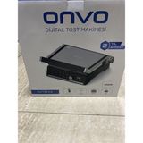 Onvo 04 Dijital Tost Makinesi 2000 W Döküm Plaka Özelliği ile Açık Gri Modern Tasarım 4 Dilim Kapasite