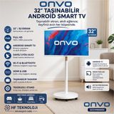 Onvo 6 GB Ram / 128 GB Rom Full Hd 32" 82 Ekran Uydu Alıcılı Android Smart Taşınabilir LED Tv - TAŞINABİLİR LED TV - Beyaz
