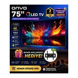 Onvo 75 İnç Qled 4K Ultra Hd Smart Google Tv Hdr10 Dolby Audio Wi-Fi Duvar Askı Aparatı