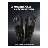 ONVO Motorcu dizlik 3 Mafsallı Dizlik poli karbon dizlik eva malzeme dolgu dizlik
