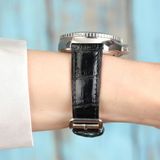 Onywatch 18 mm Gerçek Dana Derisi Kroko El Yapımı Kordon 18 mm Deri Kordon 18 mm Deri Kayış 18 mm Deri Saat Kordonu 18 mm Kordon - Siyah