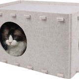 OOZAZEMM İç Mekan Kedileri için Kedi Yatağı, Büyük ve Çoklu Evcil Kediler için Kedi Evi, Katlanabilir Kedi Mağarası, 22 pound'a Kadar Kedi Saklanma Yeri, 22x14x12 inç, Krem