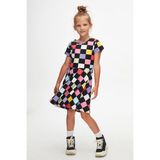 Op Art Chechers Kız Çocuk Desenli Kısa Kollu Elbise - 6 Yaş