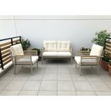 Opal 2+1+1 (Krem) Metal Gövde Balkon-Bahçe-Kafe,çay Seti,koltuk Takımı,oturma Grubu,ofis Koltuğu - Çok Renkli