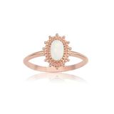 Opal Altın Yüzük - 14 Ayar Altın Vintage Güverseli 0.80 Karat Oval Opal Taşlı Kadın Yüzük