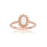Opal Altın Yüzük - 14 Ayar Altın Vintage Güverseli 0.80 Karat Oval Opal Taşlı Kadın Yüzük