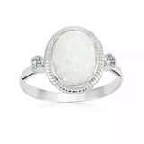 Opal Altın Yüzük - 14 Ayar Altın Vintage Opal Taşlı Tria Yüzük - Anneler Gününe Özel Hediye Yüzük