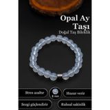 Opal Ay Taşı Bileklik Erkek Kadın Doğal Taş Bileklik 8 mm BT036 - Standart - Beyaz